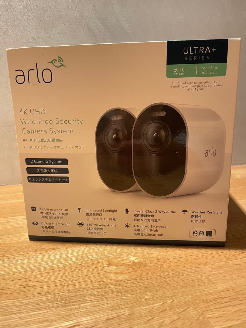 Arlo 4K UHD ワイヤレス防犯カメラシステム 2台セット※1台のみ