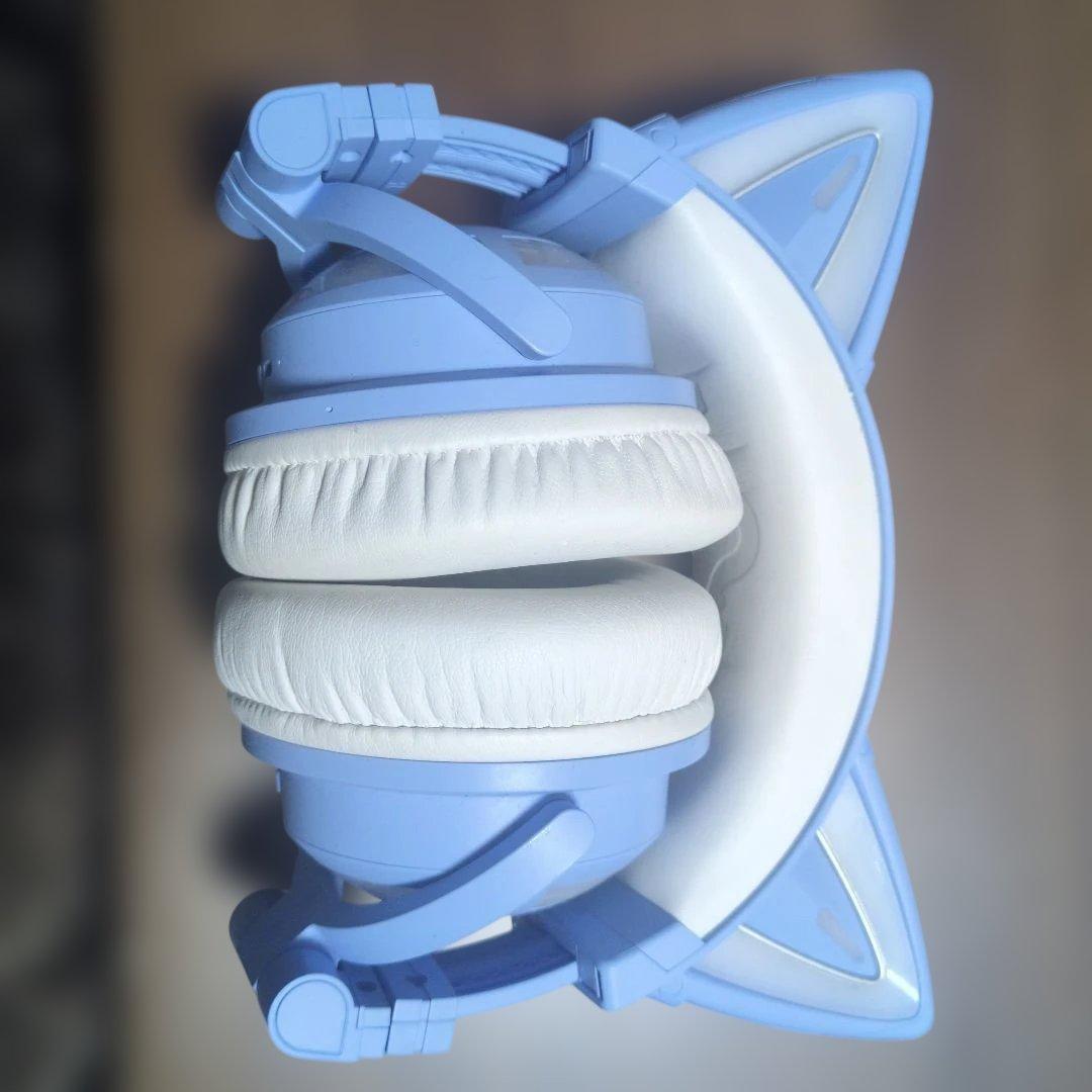 yowu猫耳型 ワイヤレスヘッドホン 青