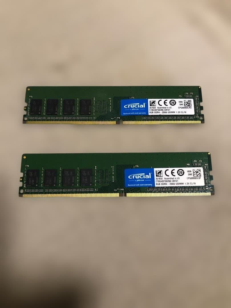 【動作品】Crucial 8GB×2 (16GB) DDR4 2666MHz