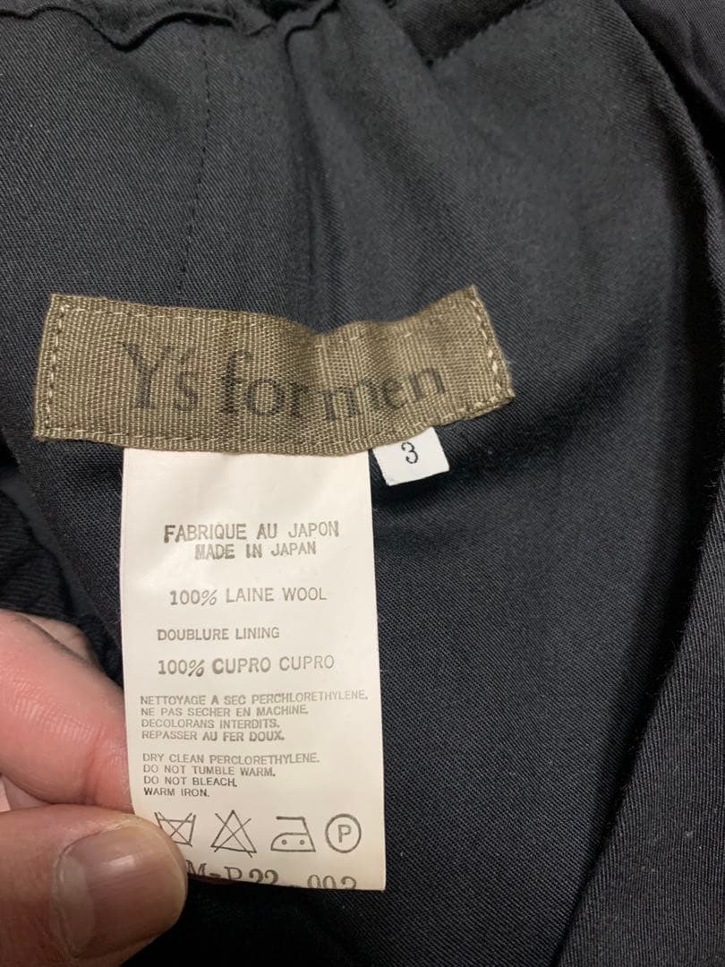 Ys for men ブラック スラックス　ウールギャバジン