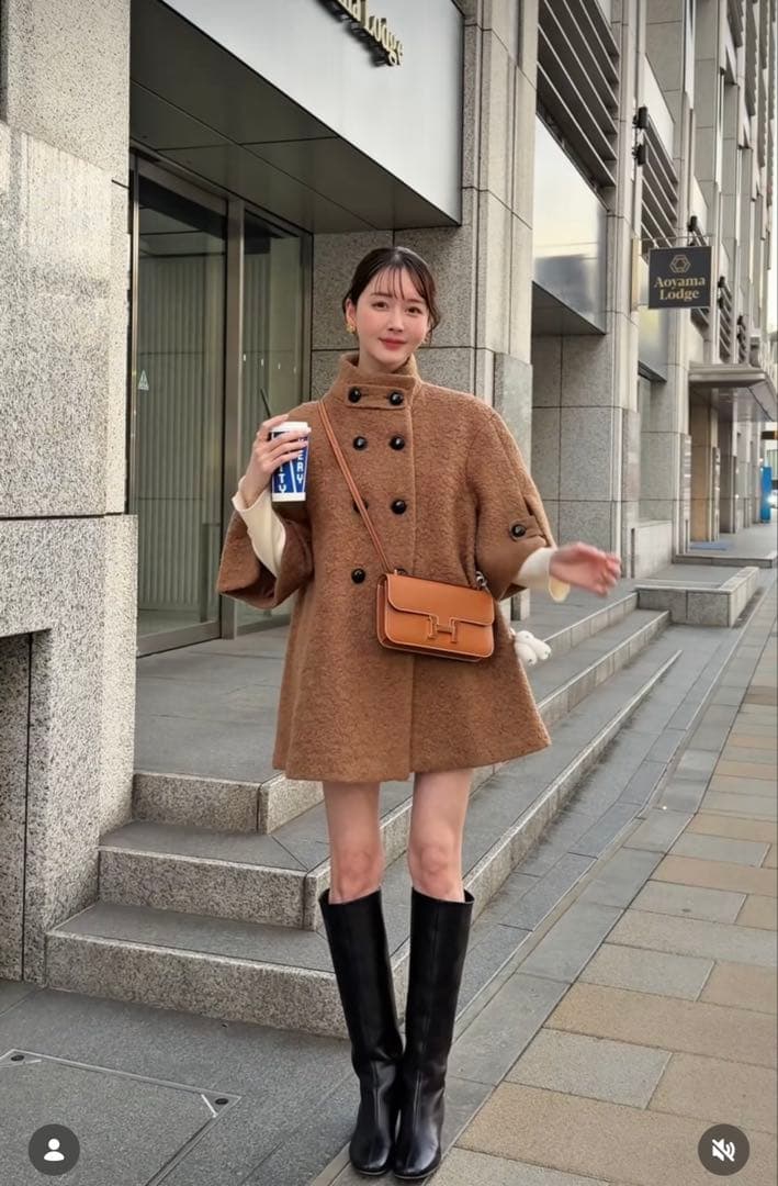 shellerシェリエclassical cape like coatキャメル