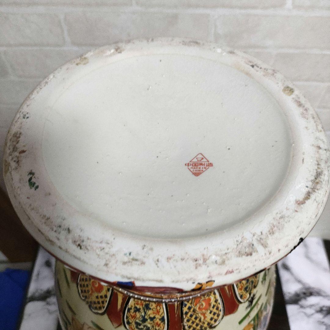 中国美術 大型飾り壺 双耳大花瓶 金彩 美人画 豪華爛漫 60cmサイズ