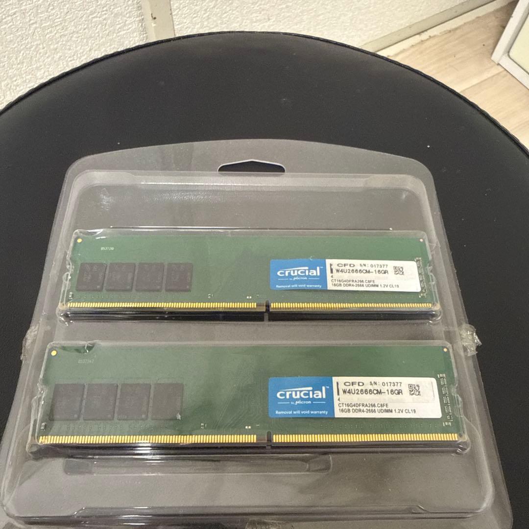 Crucial DDR4-2666 メモリ32GB（16GB×2）