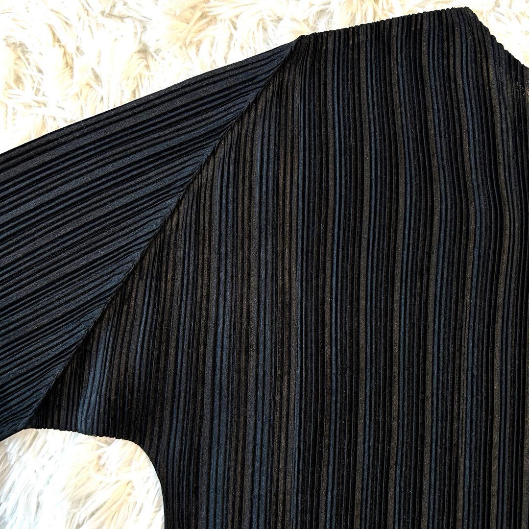プリーツプリーズ 長袖カットソー クルーネック ブラック イッセイミヤケ