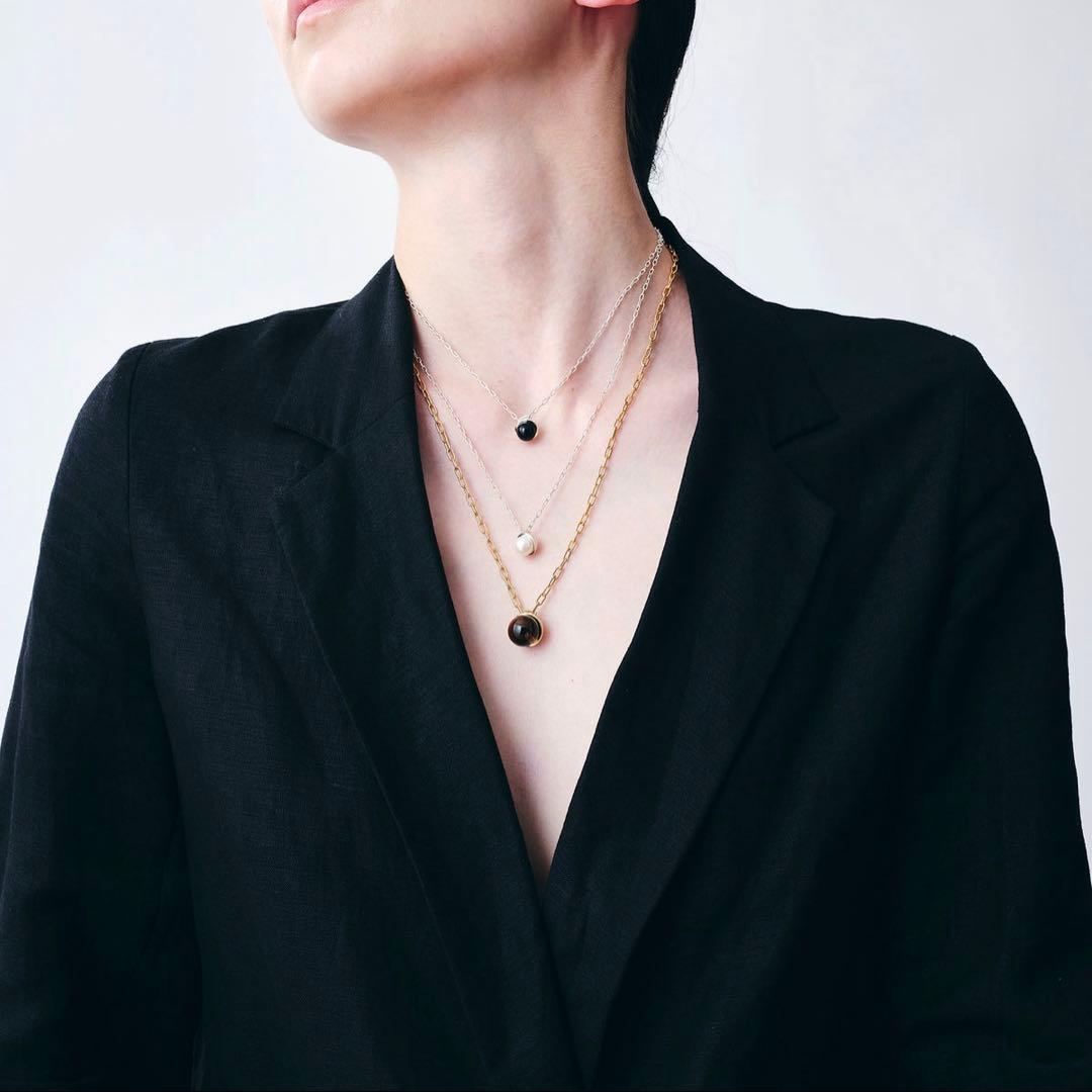 ヌフ・エスPLOW プラウ スモーキークォーツネックレス ゴールド