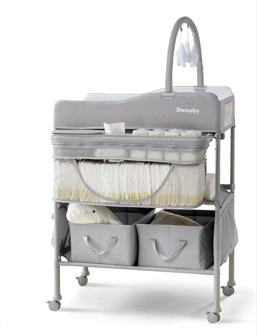 未使用品☆Sweeby ベビーベッド 高さ調整可能 グレー