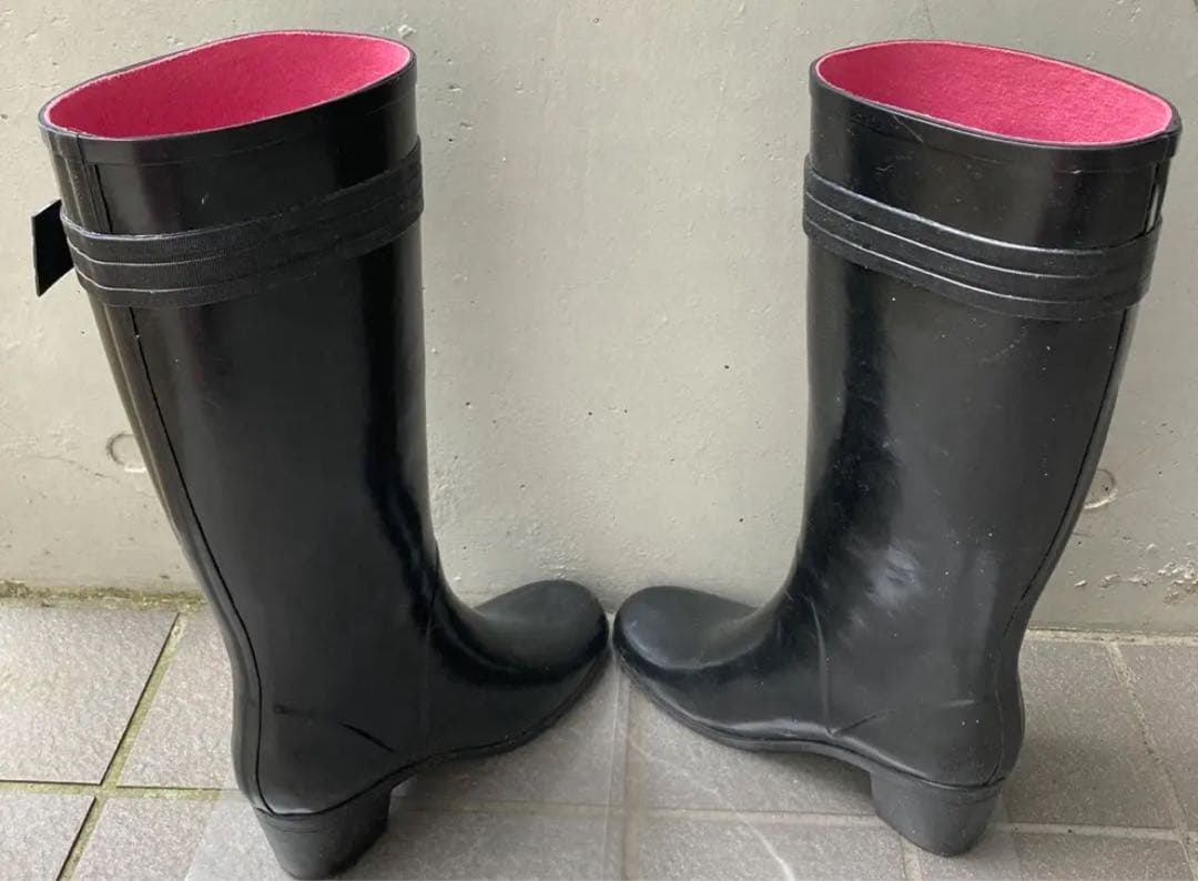★kate spade★ケイトスペード リボン ブラック レインブーツ 長靴 黒