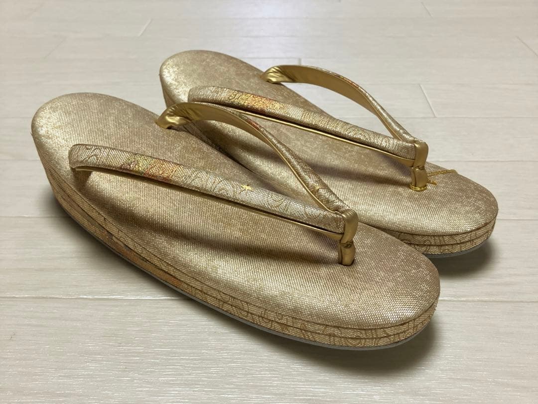 《未使用》キンワシ　草履バッグセット　ゴールド　23.5