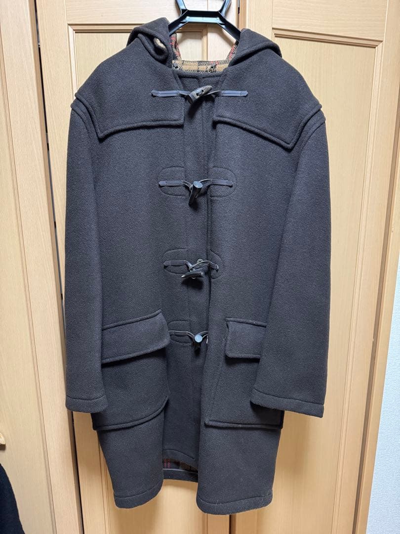 ダークブラウン ダッフルコート フード付き