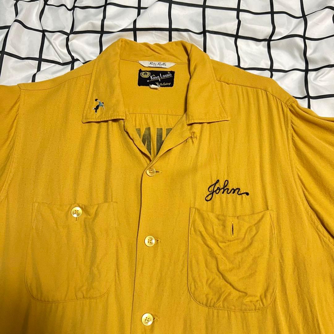50s king louis 黒タグ ボーリングシャツ レーヨン
