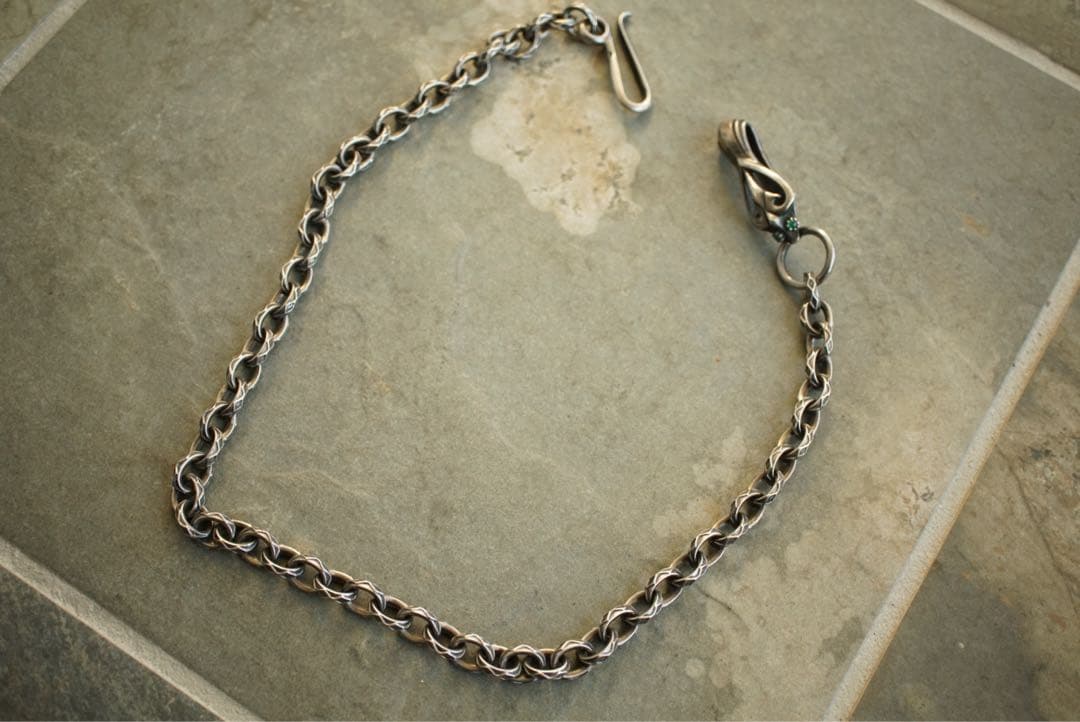 Argent Gleam シルバー 925 グリーンストーン ウォレットチェーン