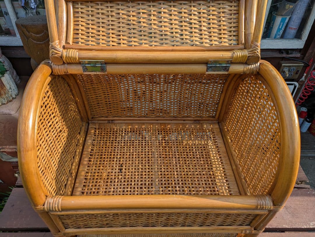 希少　飴色ラタン収納 ランドリーラック バスケット タンス　収納バスケット　カゴ
