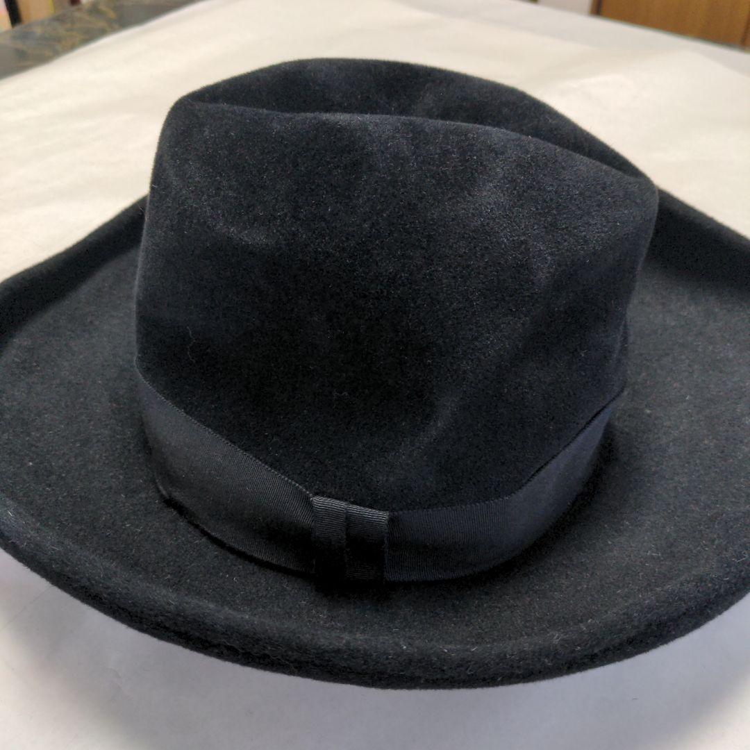 ヨウジヤマモト黒　中折れ帽　wool　未使用タグ付き