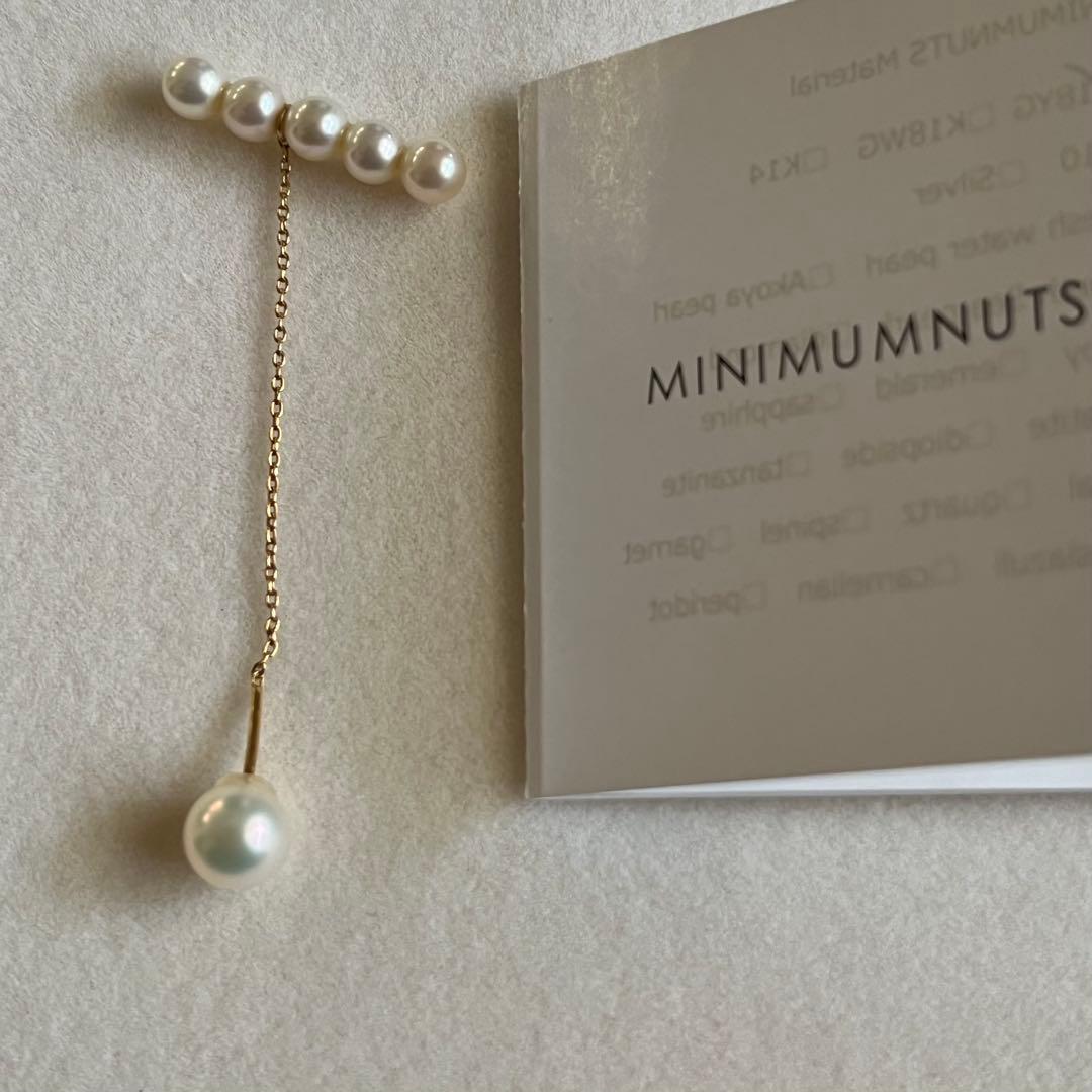 【美品】MINIMUM NUTS K18YG 淡水パール　アメリカンピアス