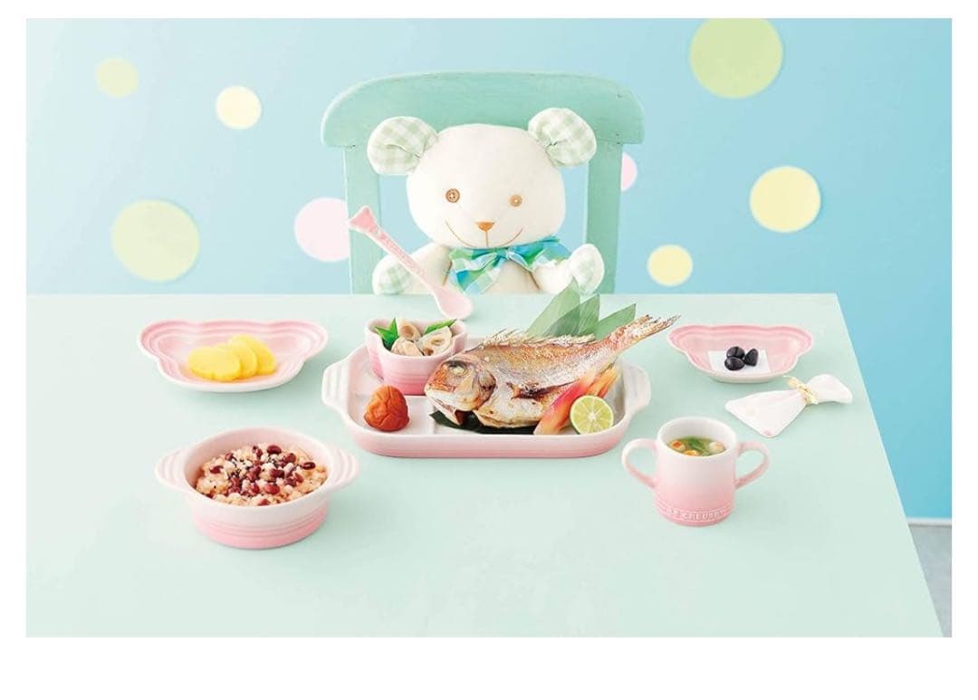 【新品未使用】LE CREUSET 子ども用食器セット ピンク