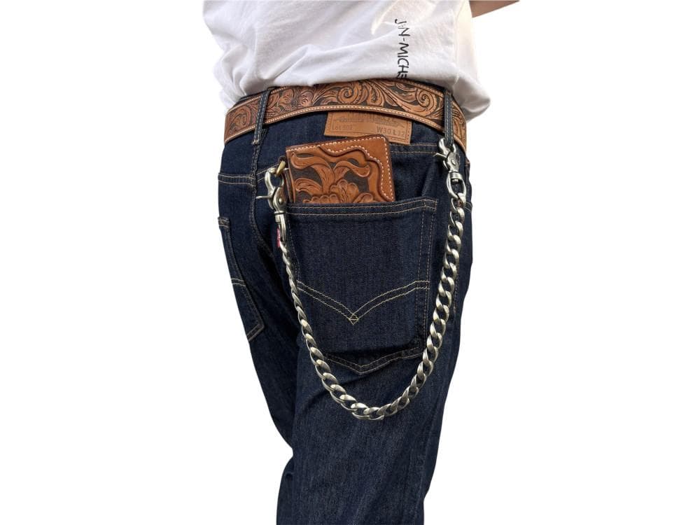 ジャーマンシルバー ウォレットチェーン 最高級 燻し加工 白銅 クラシック