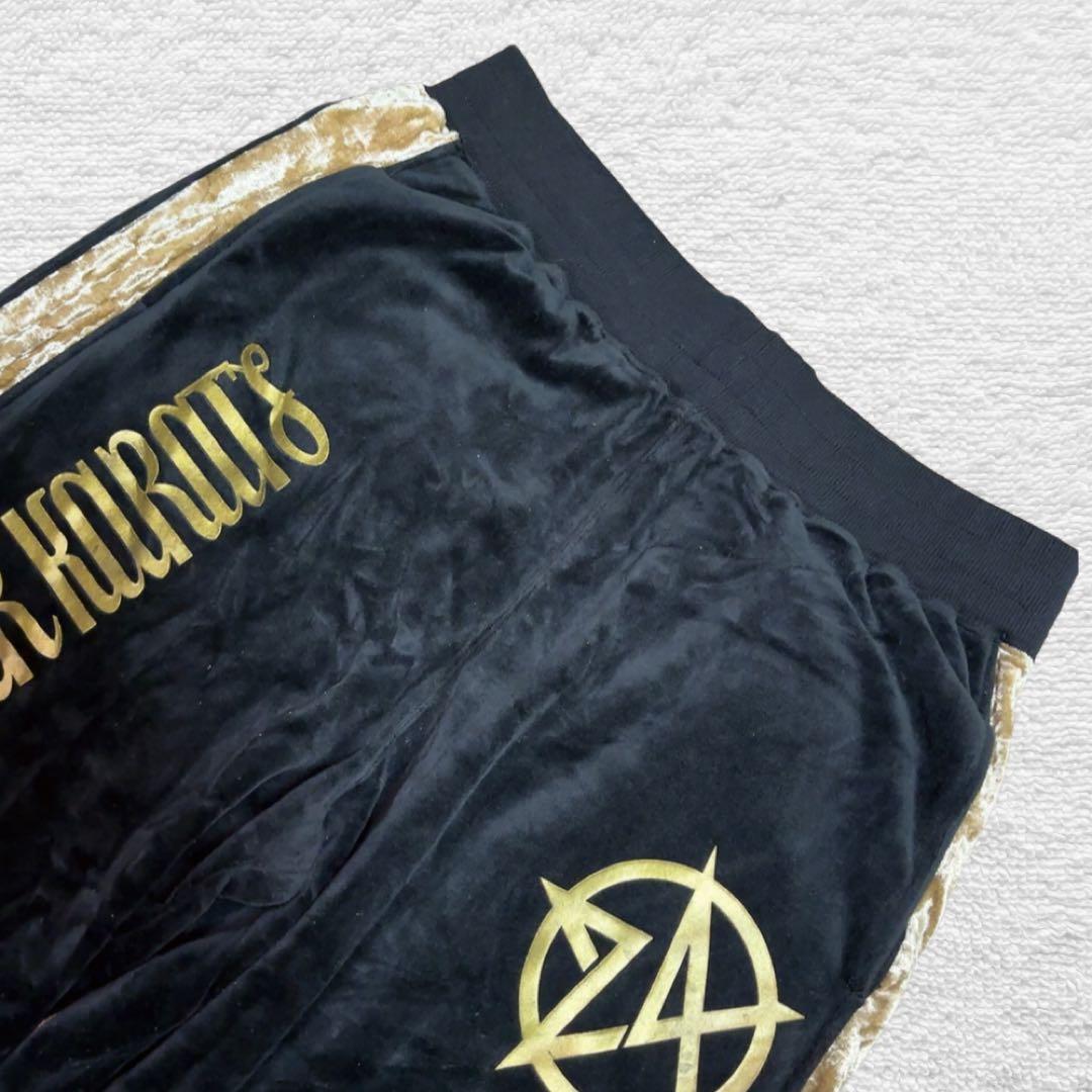 レア✨24カラッツ ベロア ジャージ セットアップ ブラック × ゴールド XL