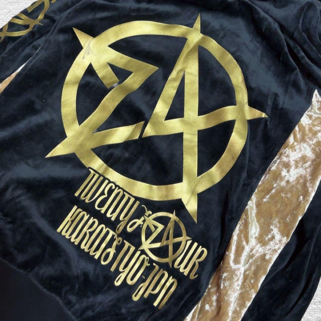 レア✨24カラッツ ベロア ジャージ セットアップ ブラック × ゴールド XL