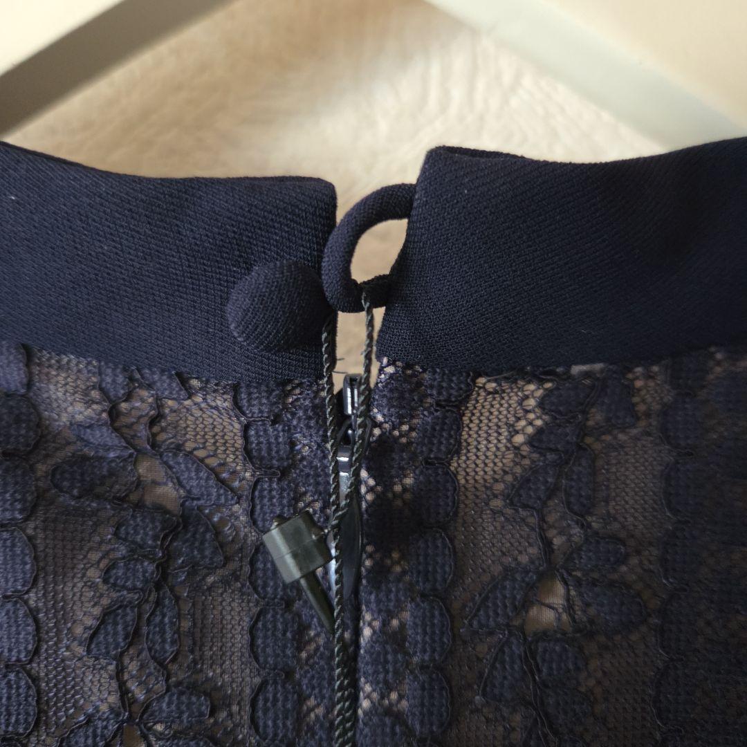 23区☆ワンピース ネイビー レース袖 パーティードレス セレモニー 40