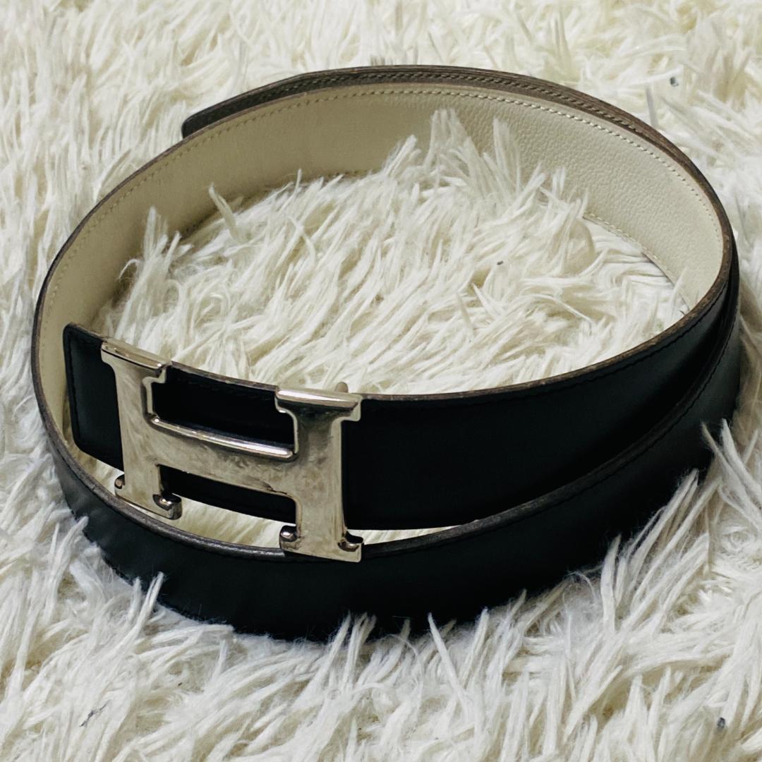 HERMES エルメス コンスタンス リバーシブルベルト 80 シルバー レザー