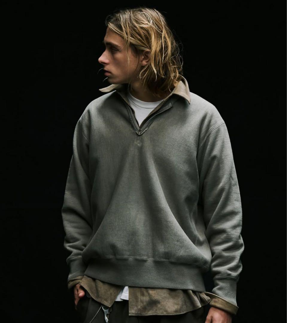 トップス A.PRESSE / Vintage Half Zip Rib Collar