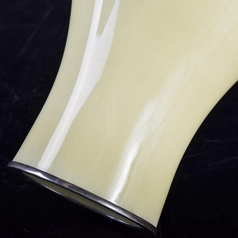 七宝焼　安藤七宝店　純銀刻印　瓶子型　黄玉釉　花瓶　共箱　M　R8511