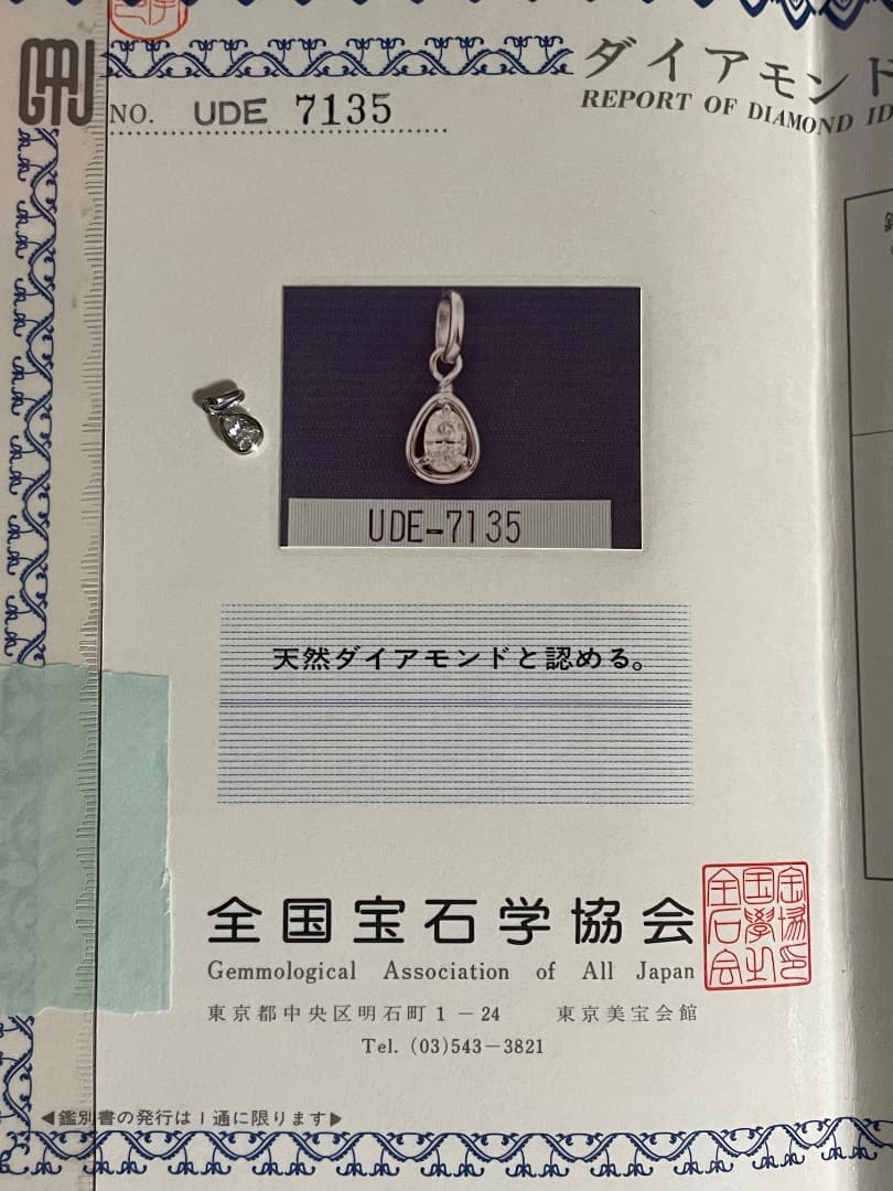 ダイヤ　UDE-7135 ペアシェイプ シルバーチャーム