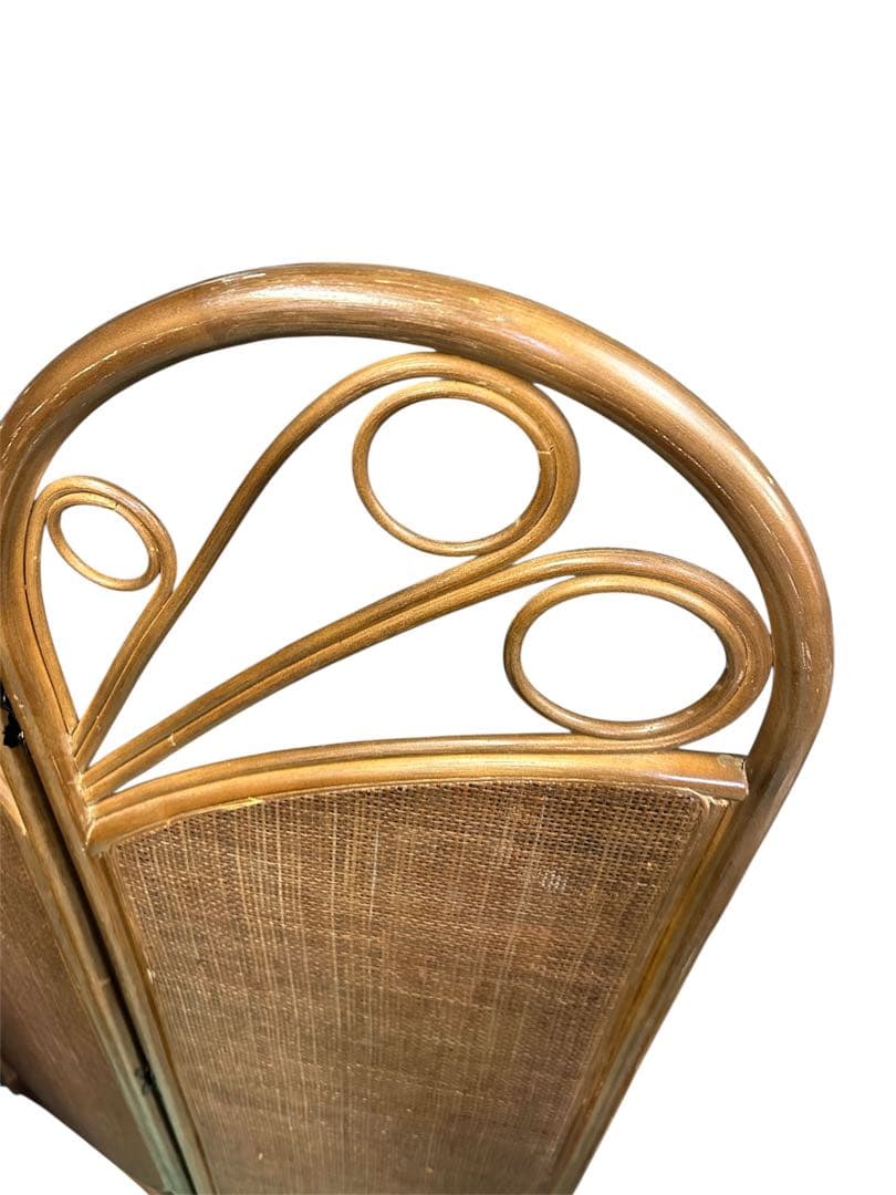 籐 ラタン 4連パーテーション 間仕切り 衝立 エスニック 昭和レトロ