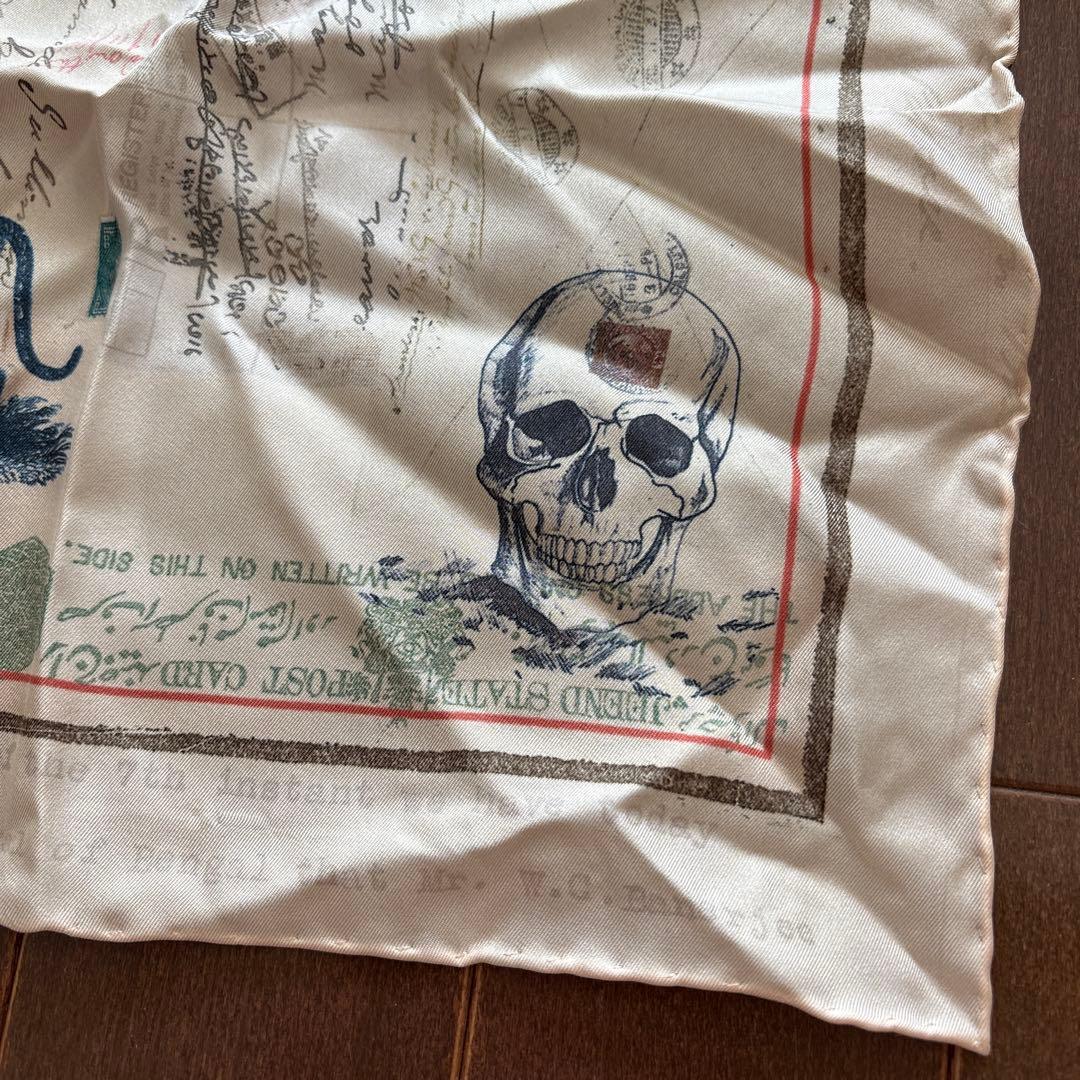 アレキサンダーマックイーン　シルクポケットチーフ　スカル　ミニスカーフ　虎　切手