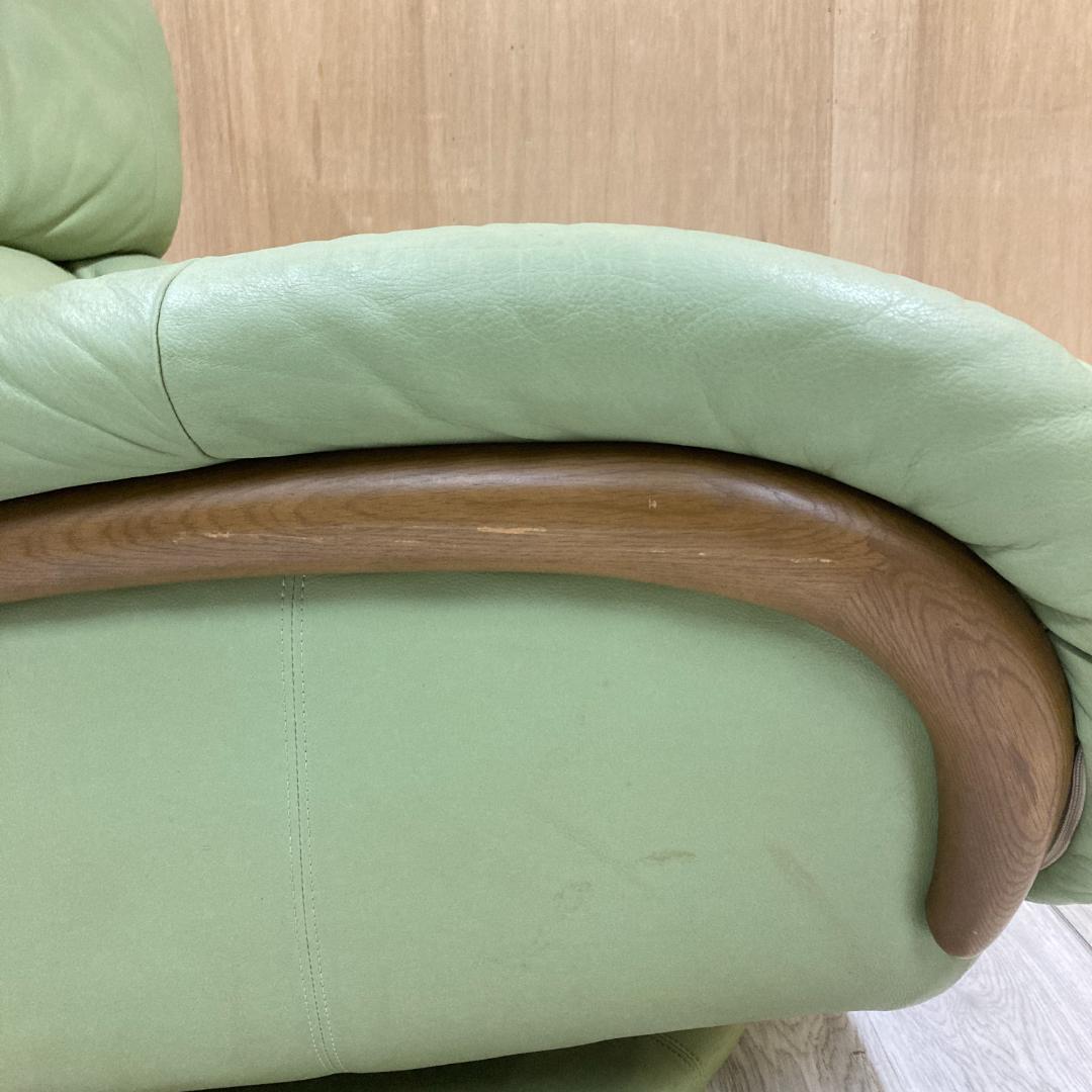 【カリモク】一人掛けソファ　回転式　1Pソファ　本革