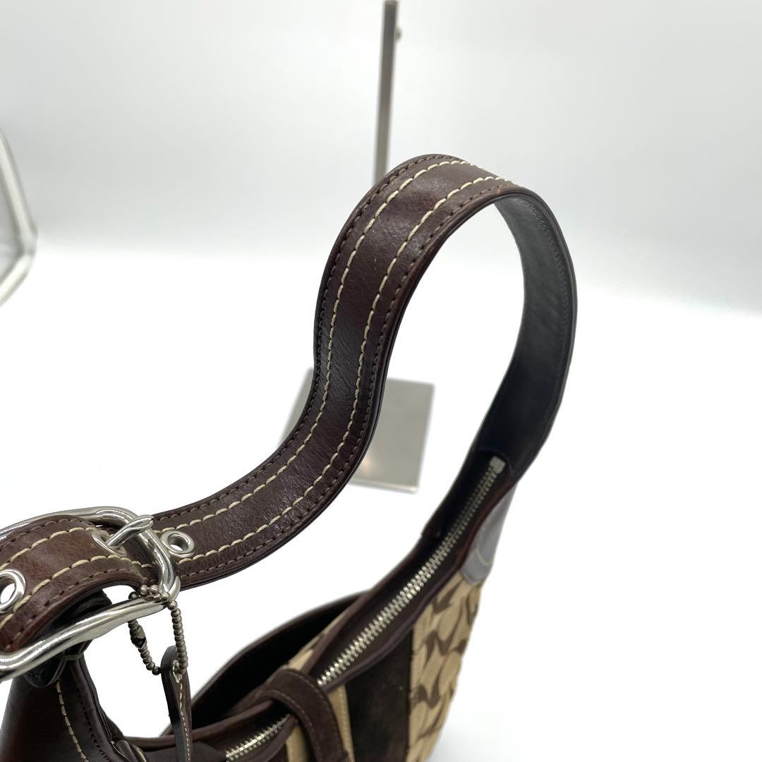 【極美品】コーチ　ワンショルダーバッグ　ジャッキー　ヘリテージ　シグネチャー　茶