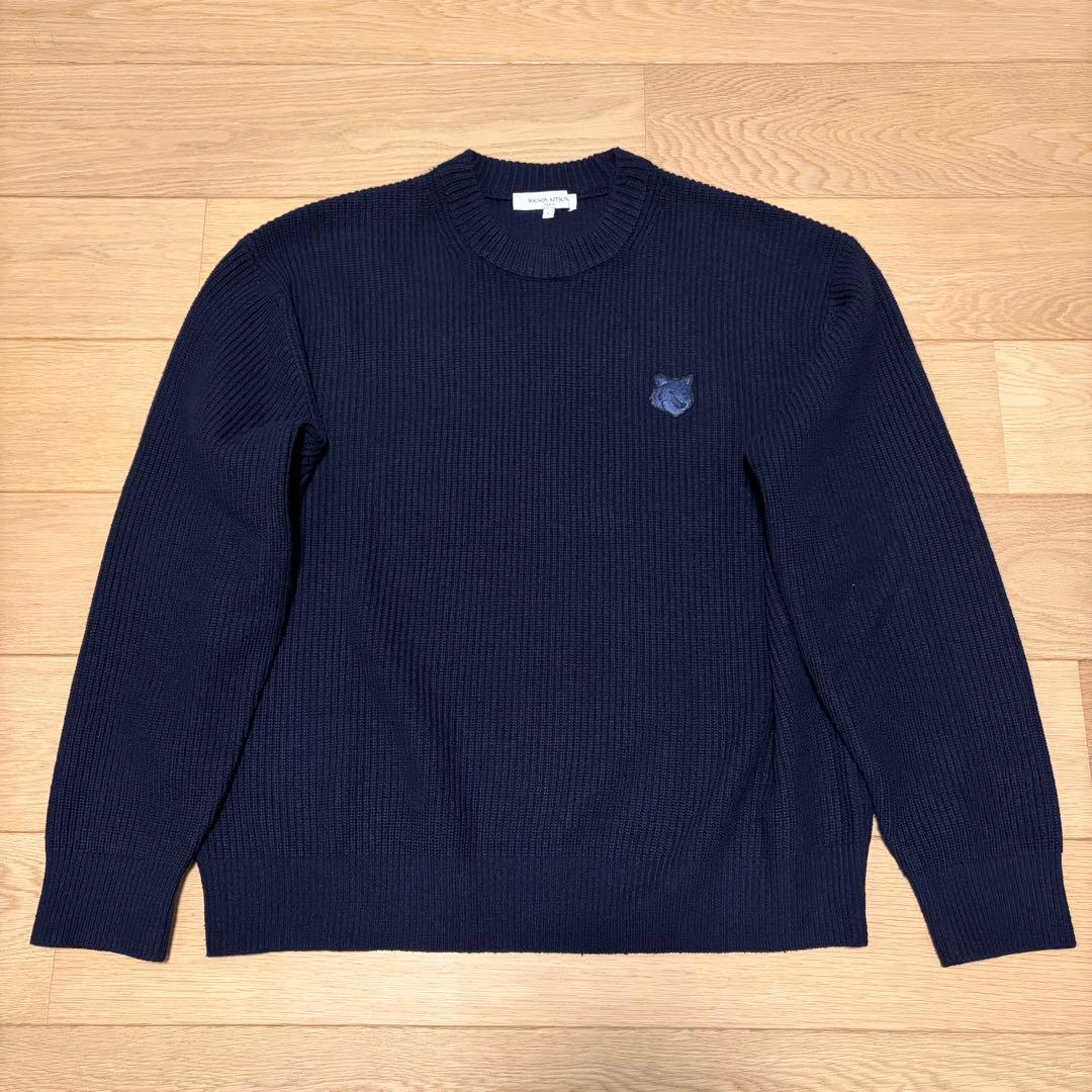 メゾンキツネ ニット プルオーバー フォックスヘッド ネイビー S