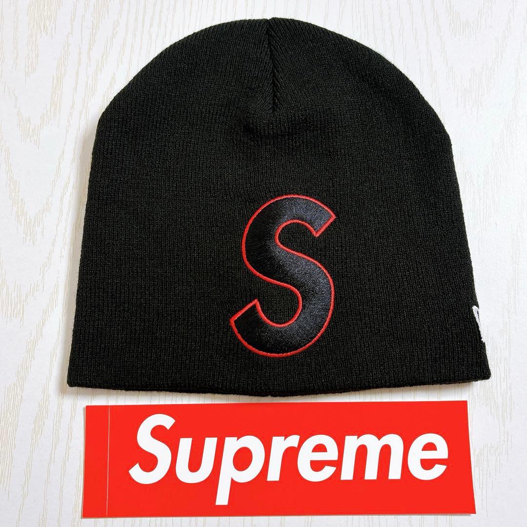 専用　Supreme NEW ERA ニット帽　ビーニー　Sロゴ ブラック　黒