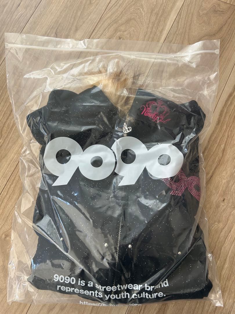 トップス 9090 girl Logo Glitter Fur Zip Hoodie S