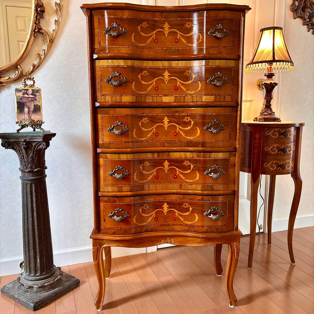 イタリア製 TAROCCO VACCARI猫足チェスト(家の置物と額絵はオマケ)