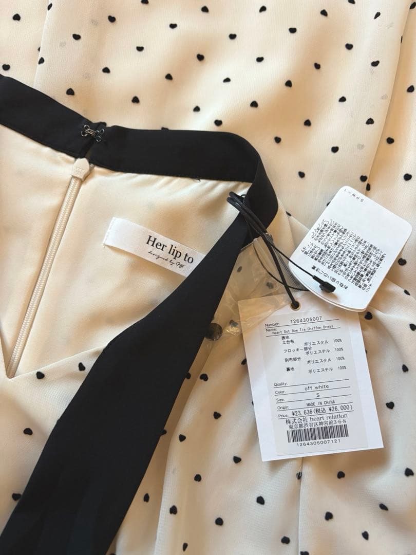 ワンピース Heart Dot Bow Tie Chiffon Dress