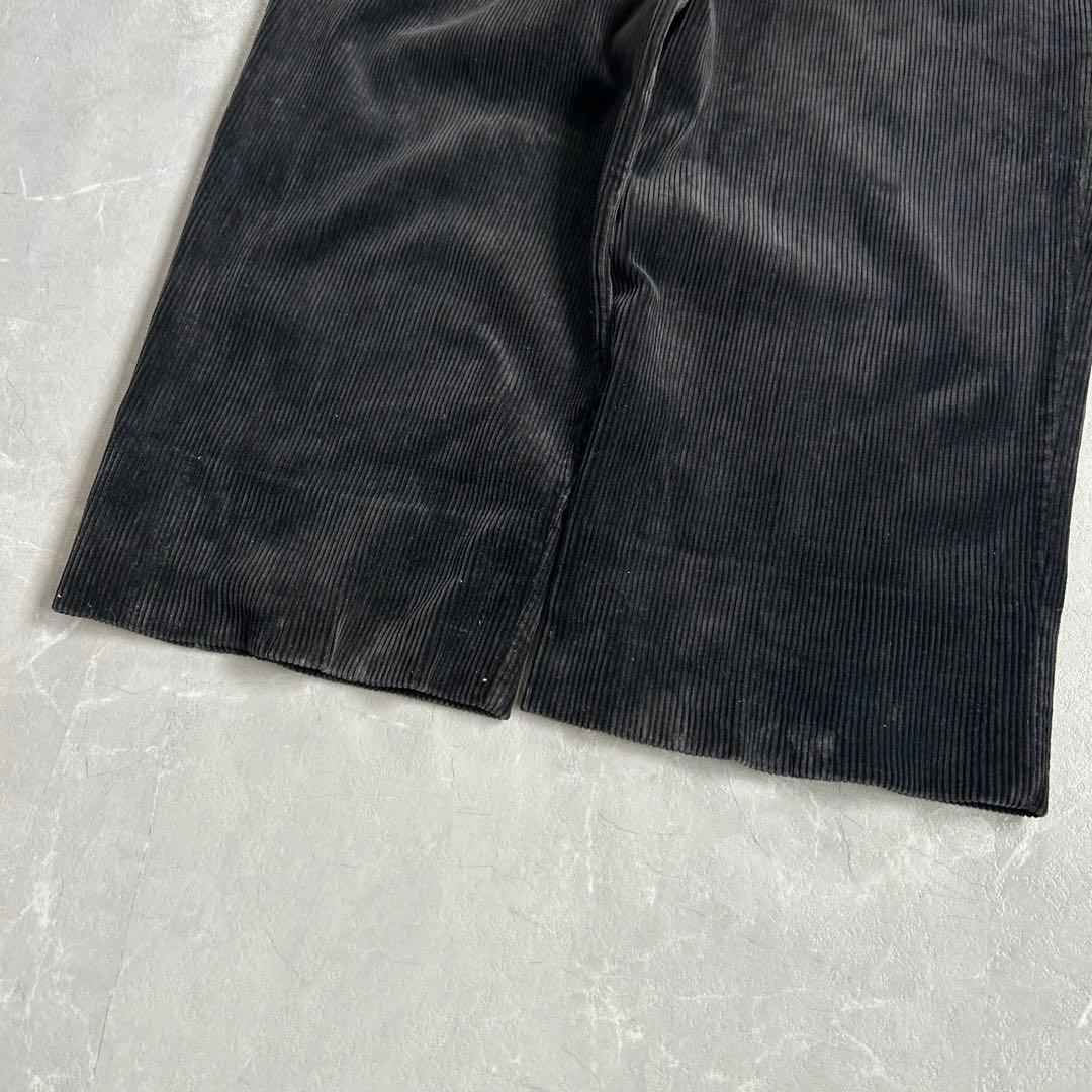 90s OLD 太畝 コーデュロイ ツータック ワイドチノパンツ ブラック 古着