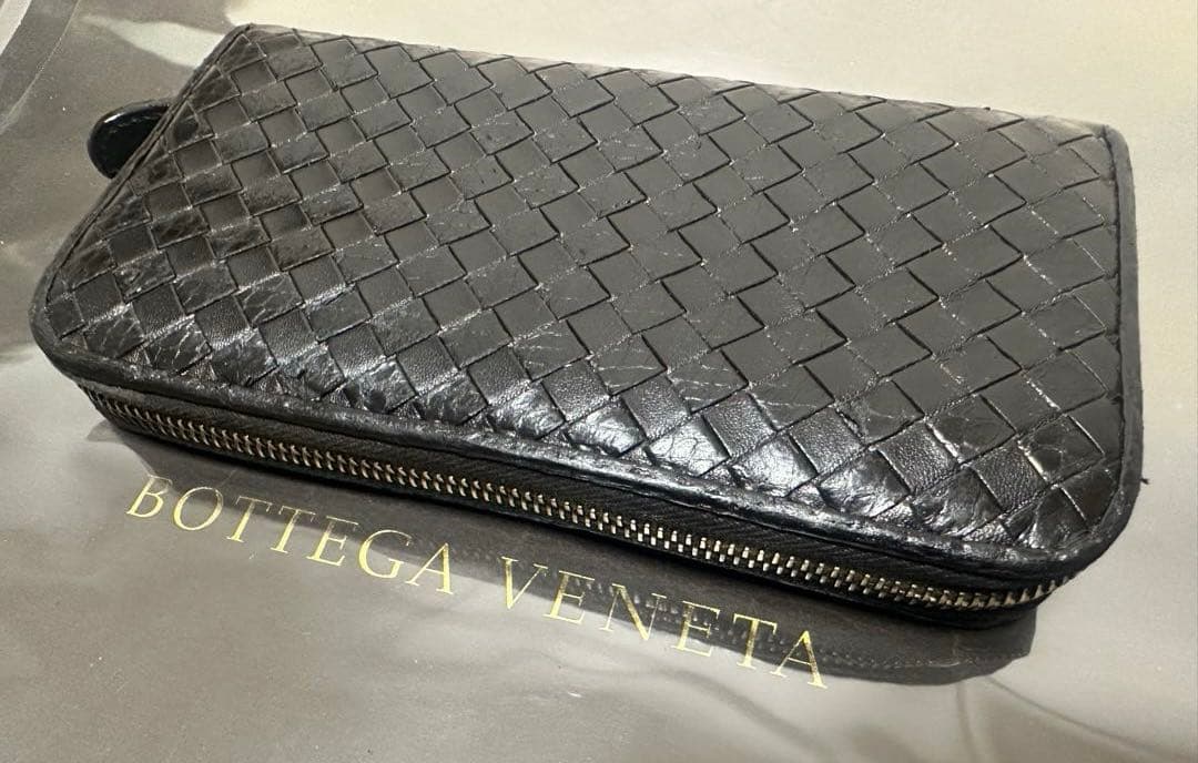 【本体のみ】ボッテガヴェネタ ラウンドファスナー/ラム＆パイソン/黒/2️⃣✨✨