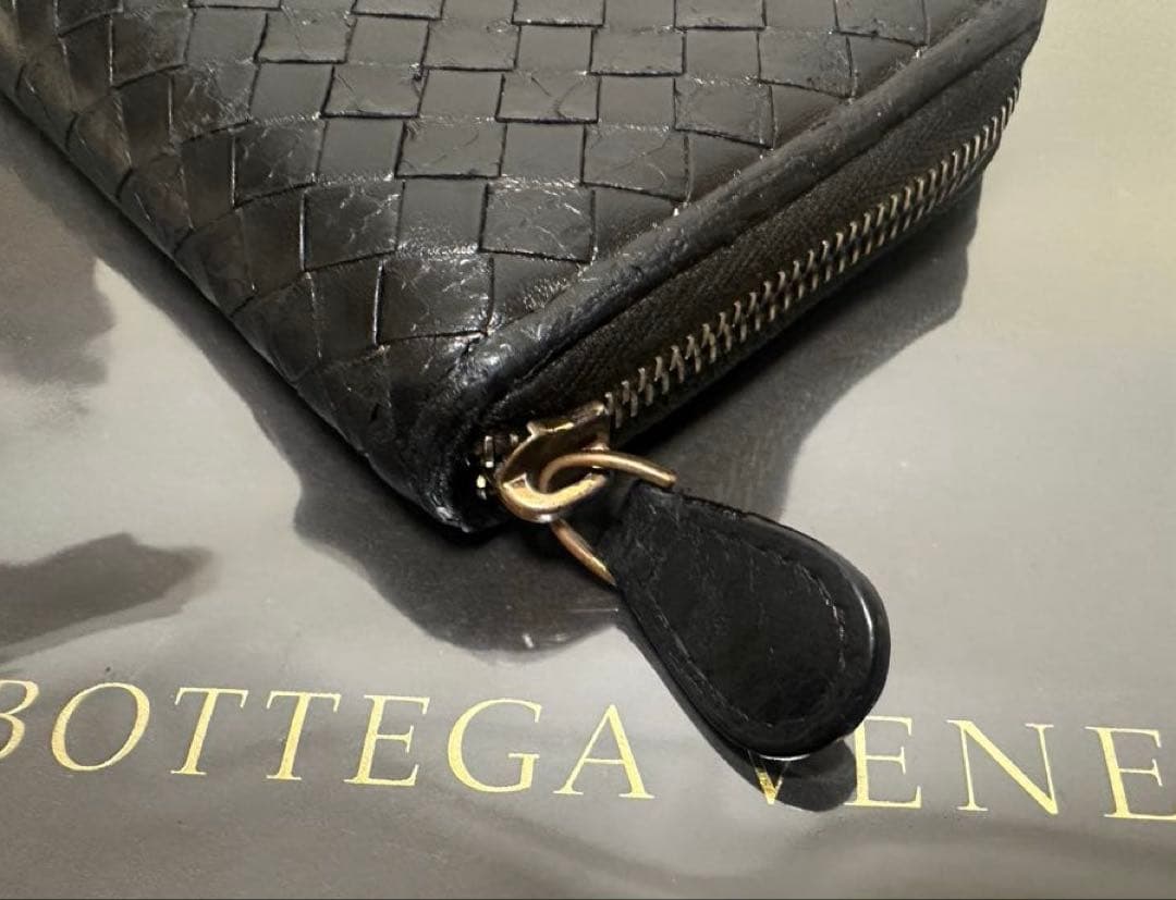 【本体のみ】ボッテガヴェネタ ラウンドファスナー/ラム＆パイソン/黒/2️⃣✨✨