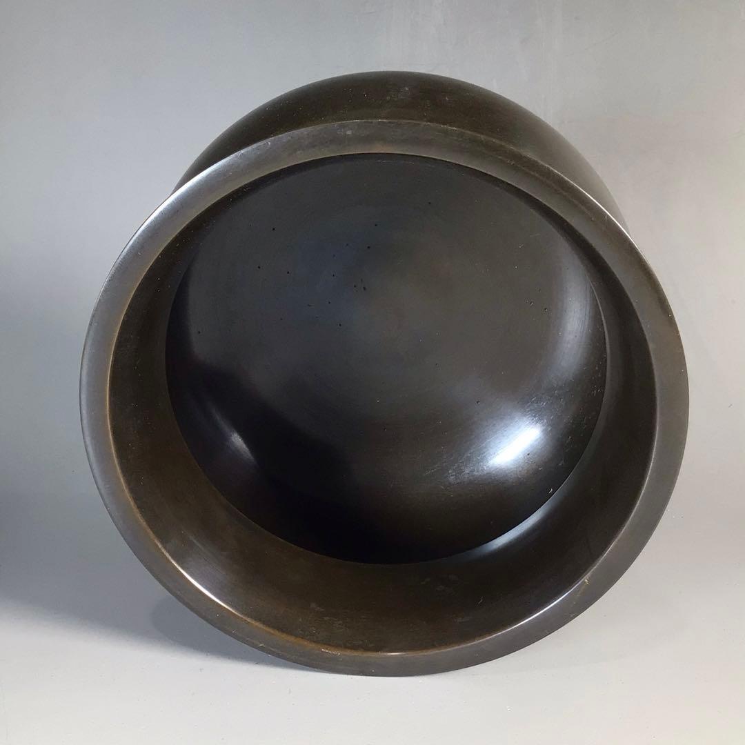 Ｎ５７１　皆具　『一ノ瀬宗辰造』『砂張銅渦巻紋』『水指　建水　蓋置　杓立』　共箱