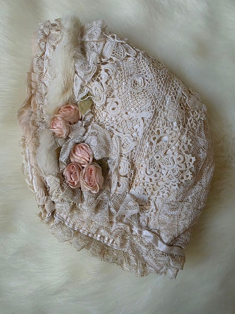 アンティーク　レース　ベビーボンネット