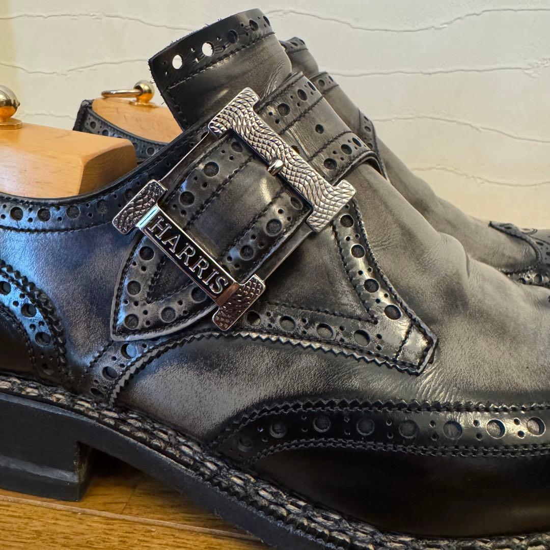 ハリス 8 イタリア製 ダブルモンクストラップ ウイングチップ