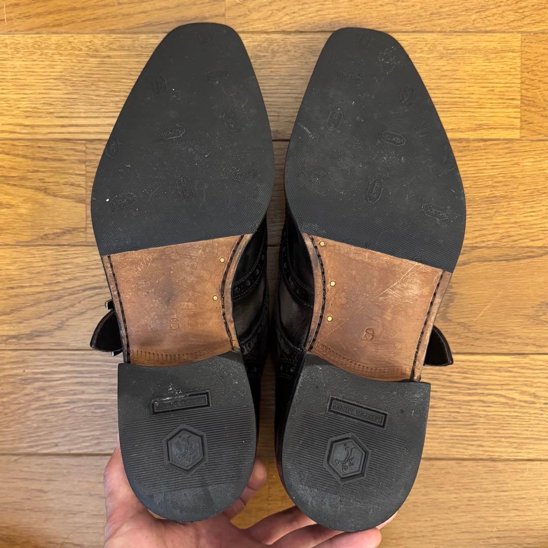 ハリス 8 イタリア製 ダブルモンクストラップ ウイングチップ