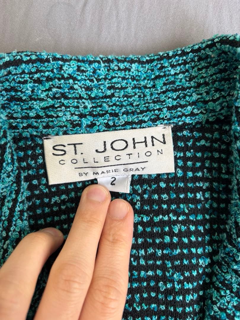 今6 ST.JOHN セントジョン テーラードジャケット青緑 グリーン S