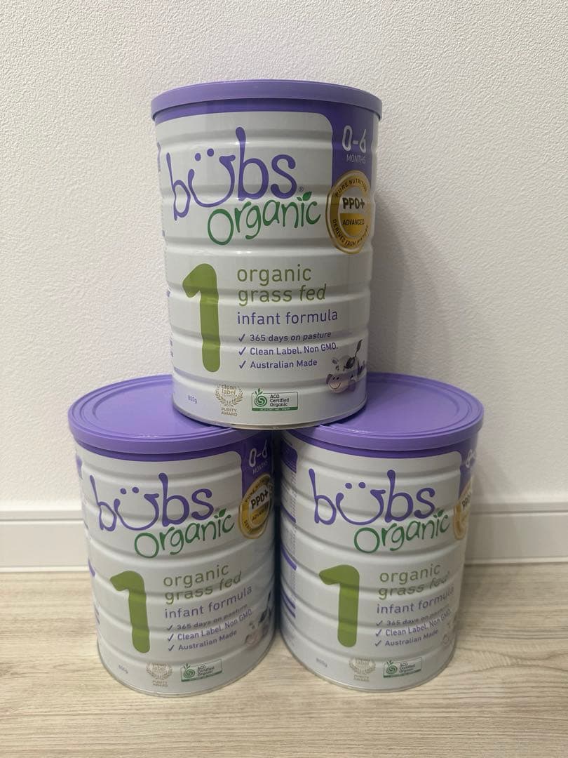 Bubs（バブズ）オーガニックミルク ステップ1（0〜6カ月）800g × 3缶