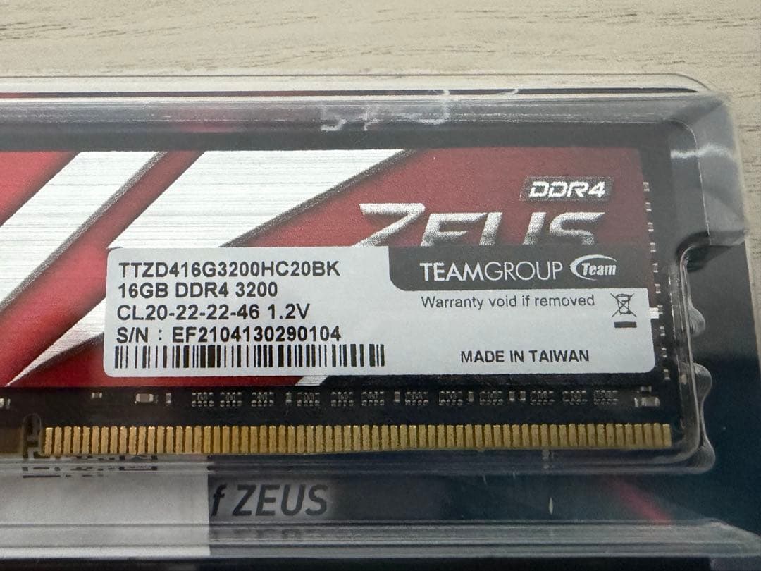 Team ZEUS DDR4 メモリ DDR4-3200 16GBx2枚