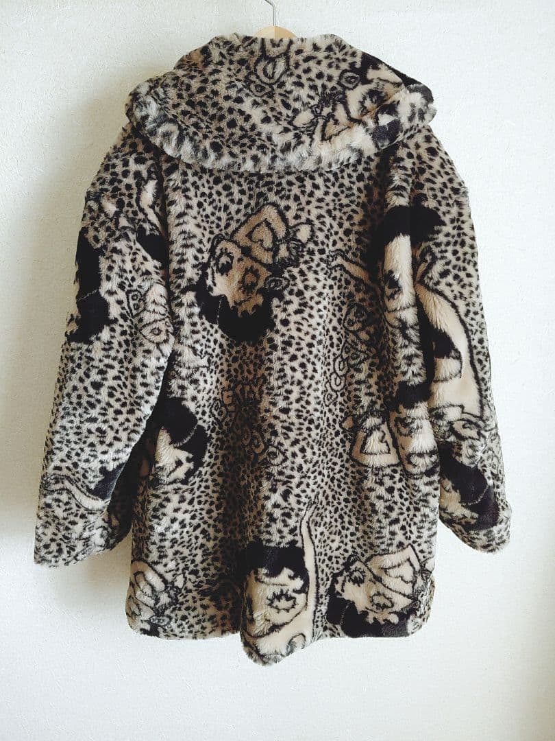 Betty Boop レオパード柄ファーコート　ベージュ　ブラック　ヒョウ柄