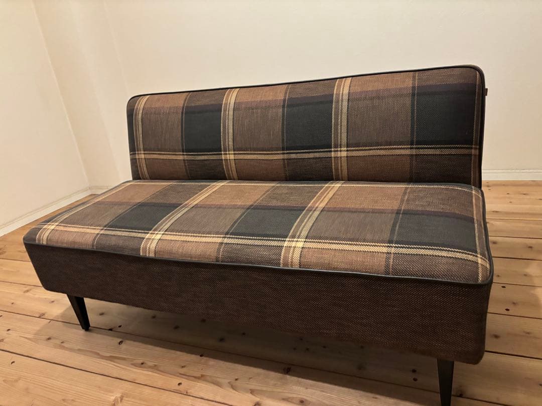 クラッシュゲート チェルシーソファ2P ブラウンチェック柄 2人掛け