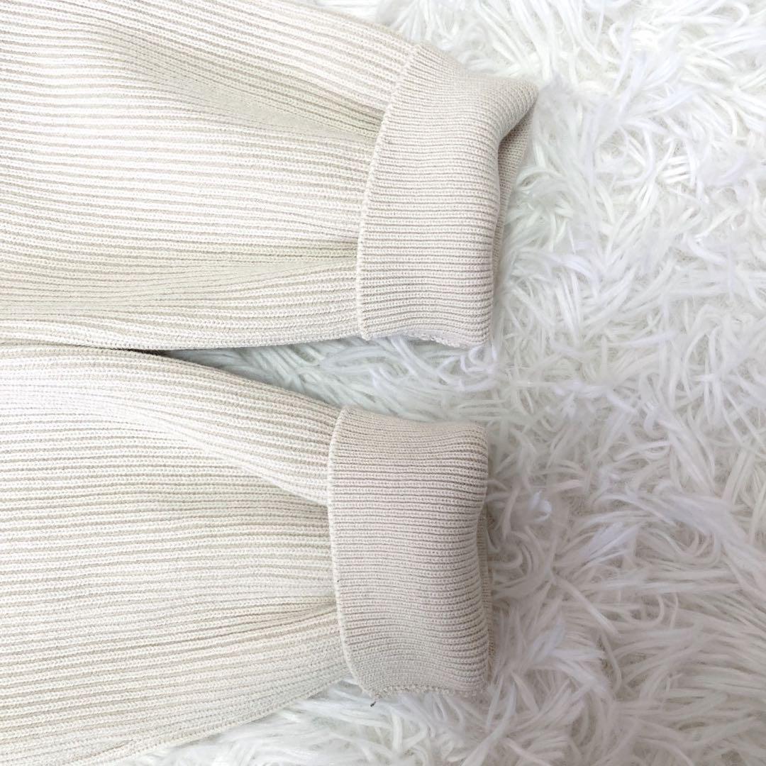 BATONER ラグランスリーブ　リブ　ニット　セーター　ベージュ ウール 1