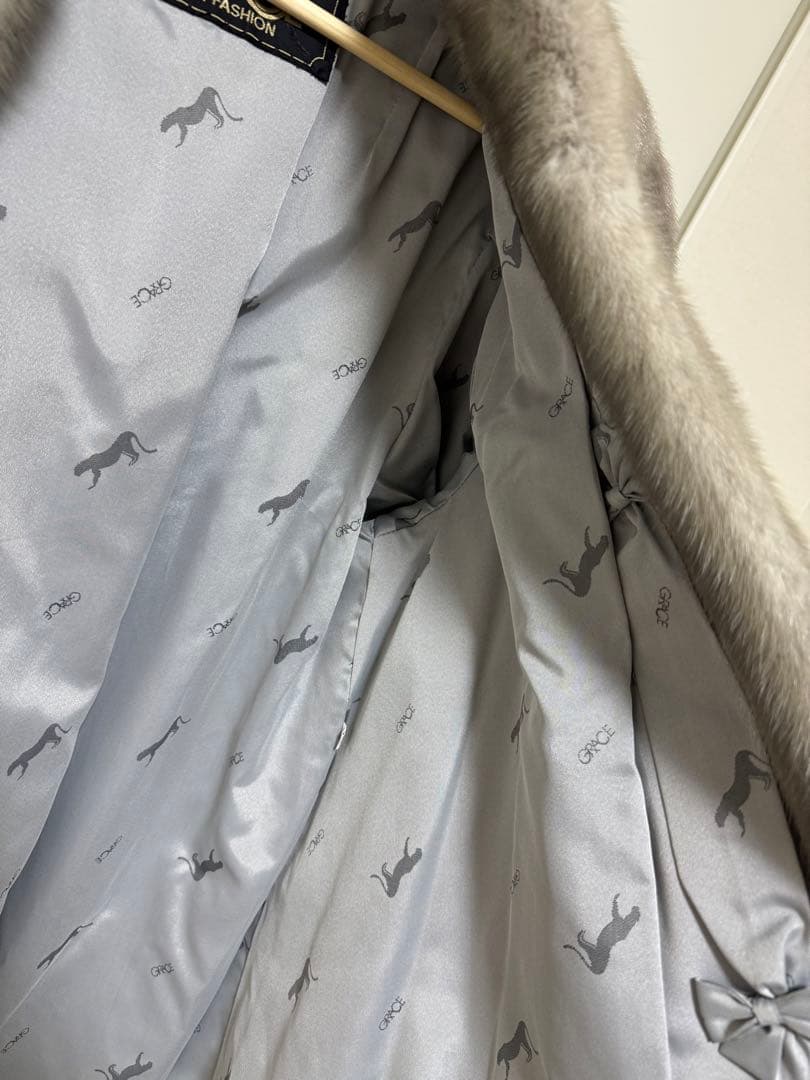 GINZA GRACE グレー 毛皮ロングコート